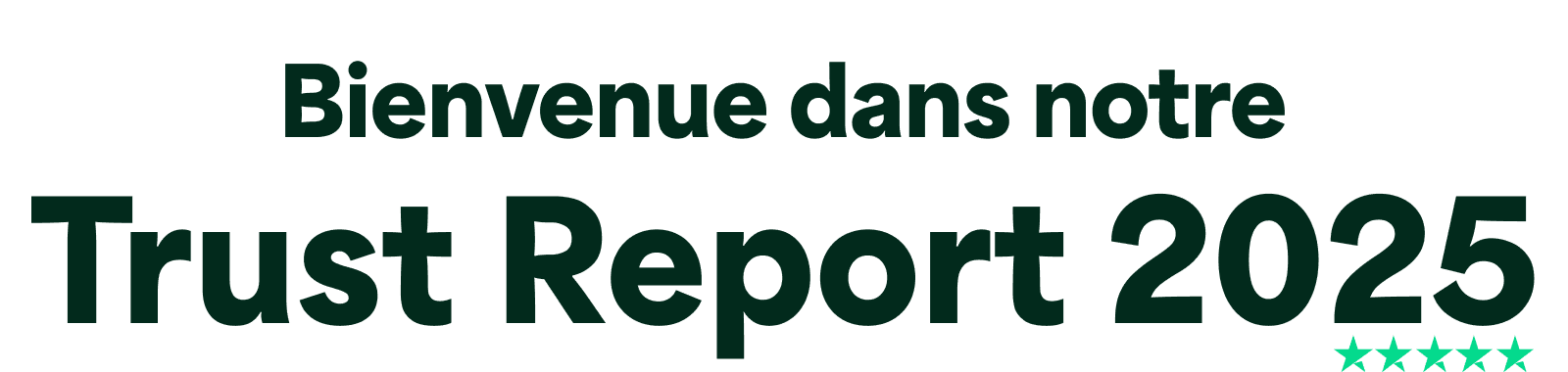 An image with the words Welcome to our new Trust Report 2025 which features 5 Trustpilot stars below 2025