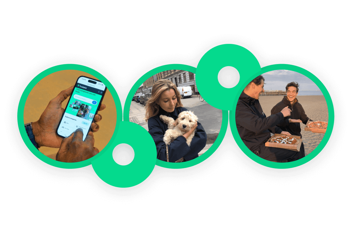 Three circular images, each containing a photo to represent Technology, Community and People